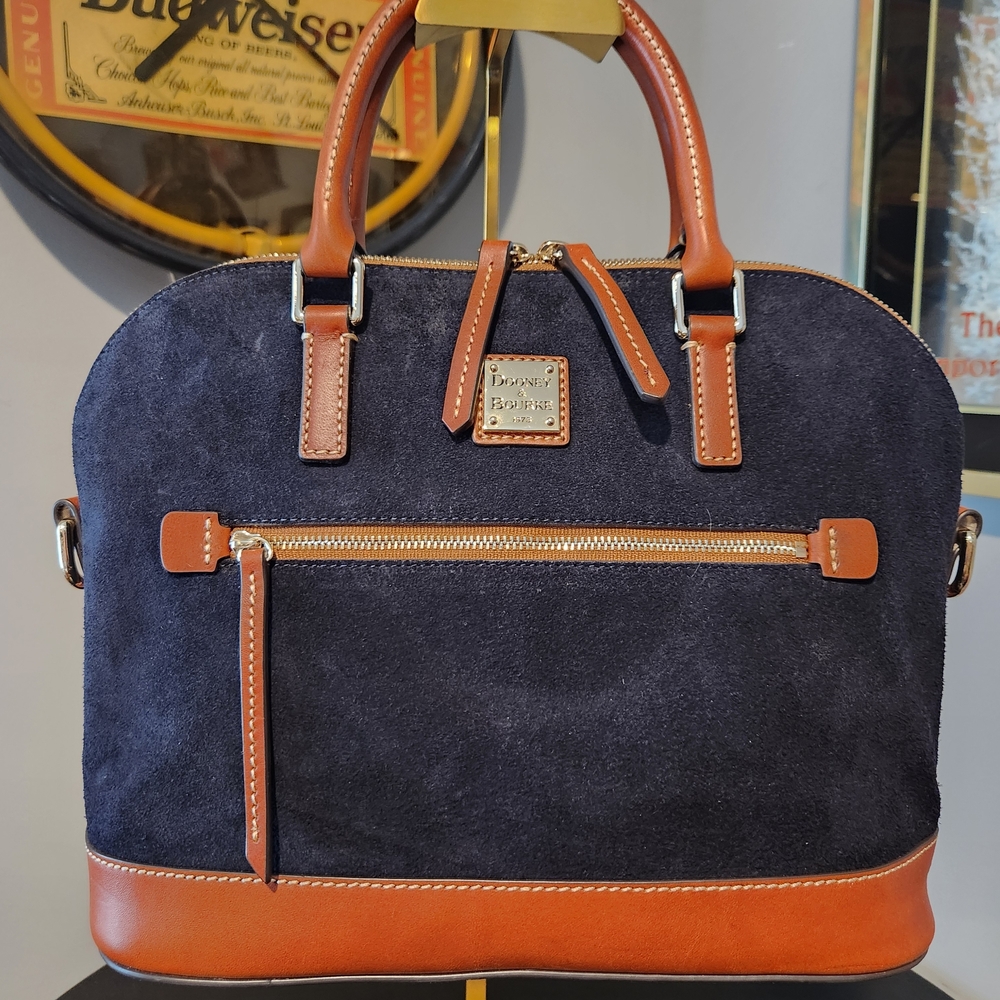 Dooney & Bourke Black Suede Zip Zip Satchel